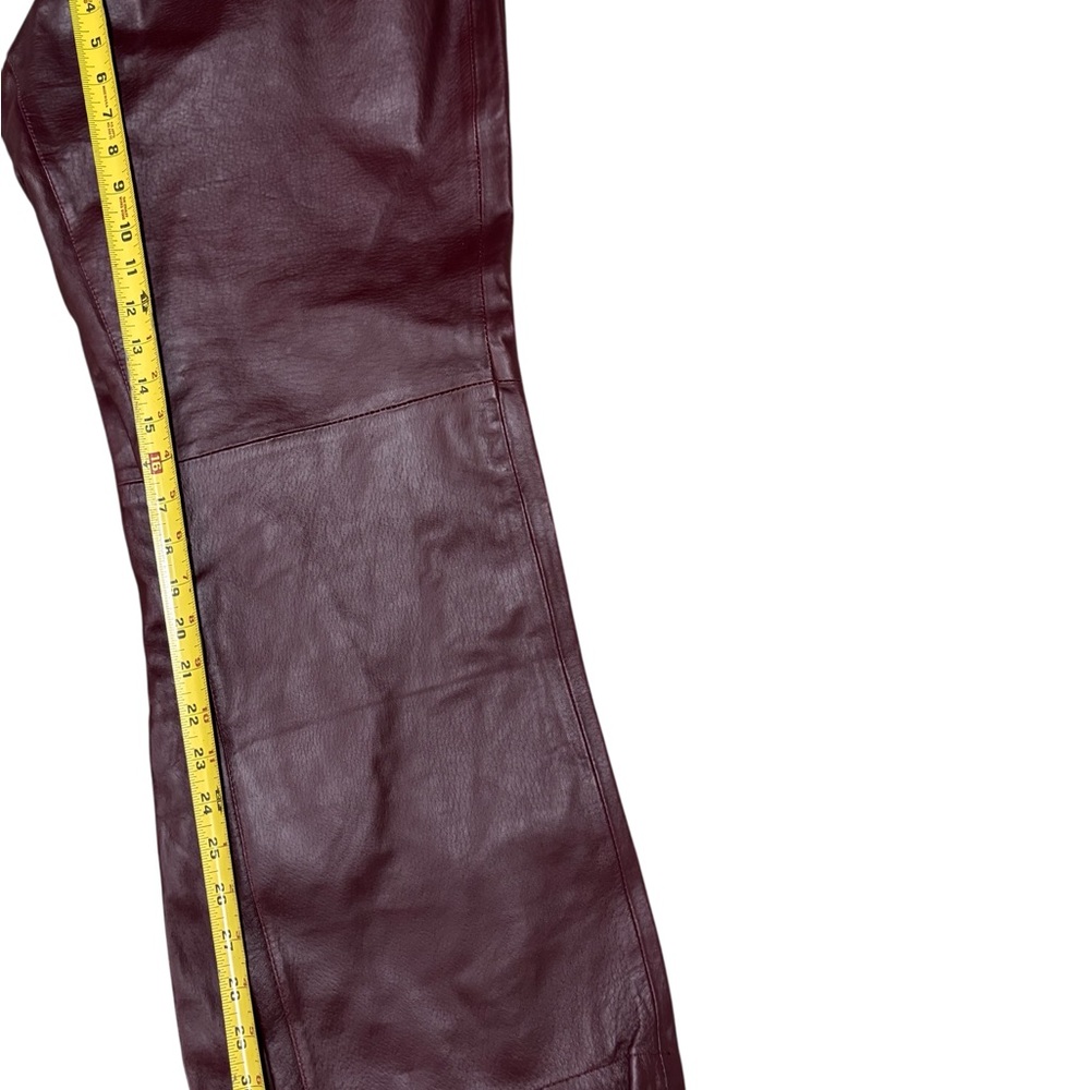 Jessica London Genuine Leather Pants Women Size 18W Maroon Straight Leg Moto NWT - Picture 14 of 15